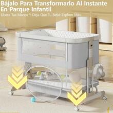 cunas para bebésMYXSRI Colecho para Bebe Cuna para Bebe con 7 Niveles de Ajuste De Altura Dos Modos Colchón Cambiador Red Cesta de Almacenamiento 4 Ruedas Giratorias Bloqueables 125 * 65 * 78cm Gris - gris - Ver 3