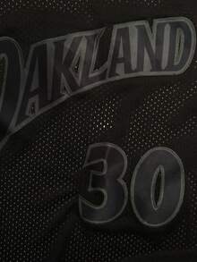 男士篮球刺绣无袖V领T恤，休闲派对运动上衣，黑色 #30 - 黑色 - 查看 3