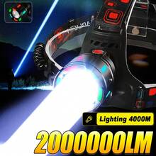 High Brightness Long Range LED Headlamp, Adjustable Zoom Headlight Flashlight Searchlight Suitable For Camping Fishing - With 18650 Battery - View 2