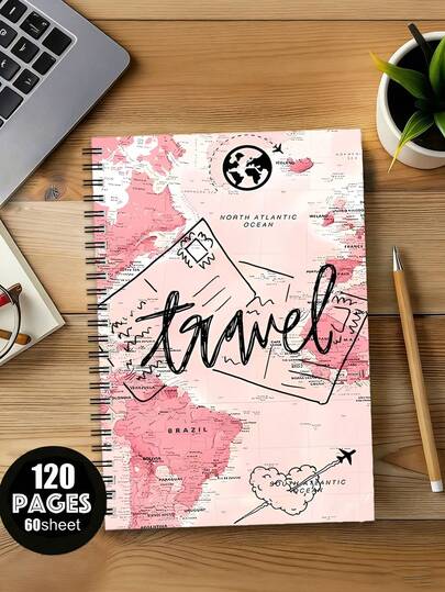 A5 Retro Reisdagboek Notitieboek, Geschikt voor Reizen, Werkverslagen, Planning, Spiraalgebonden, Draagbaar voor Universiteit en Kantoor, Draagbaar, Geschikt voor Dagelijkse Notities, Kantoorartikelen, Schoolspullen, Kunstprojecten en Studienotities, Bureau-organisatie, Geschikt als Verjaardags- en Nieuwjaarscadeau, 120 Pagina's, Kantoorartikelen | Artistieke Omslag | Omslag, Notitieboek, Terug naar Schoolseizoen