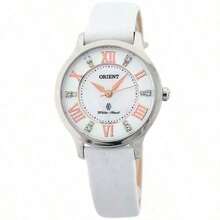 Orient 女士优雅水晶水钻石英模拟手表，休闲防水银色表壳，女士礼物 - 白色 - 查看 1