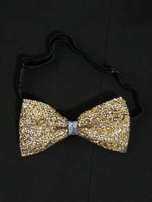1pc Men's Rhinestone Bow Tie - Pre-Tied Sequin Bow Tie, Adjustable Length, Gem Bowtie, Fashion Versatile, Suitable For Parties - Yellow Diamonds - View 8
