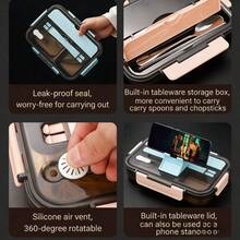 1 Pcs 304 Stainless Steel Lunch Box With Lid, Complimentary Spoons And Chopsticks, Student Cafeteria Dormitory Specific Lunch Box, Double-Layer Heated Lunch Box That Can Be Filled With Water, Perfect Holiday Gift - 粉色 - 查看 11