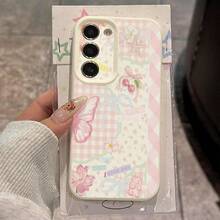 1个TPU拼接蝴蝶图案手机壳，兼容三星手机A15/A14/A13/A12/S24/S23/S22/S21/S20/S10/A72/A73/A71/A50/A53/A52/A32/A31/A05S - 白色 - 查看 2