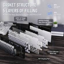 ATTACK SHARK X820Ultra 75% 无线机械游戏键盘，支持热插拔轴体，垫片式安装设计，RGB 背光，蓝牙/2.4G/有线连接，可自定义，配备智能 TFT 显示屏和旋钮，QMK 固件 - 彩色 - 查看 4
