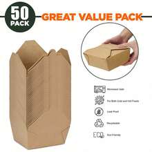 50/30/10个装 48盎司外卖盒，牛皮纸一次性午餐盒，食品容器，可微波炉加热，防漏防油，适用于餐厅、餐饮服务、野餐和派对 - 彩色 - 查看 3