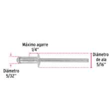 Remaches Acabado Natural - 5/32" - Bolsa con 50 pzs de aluminio - A - Ver 3