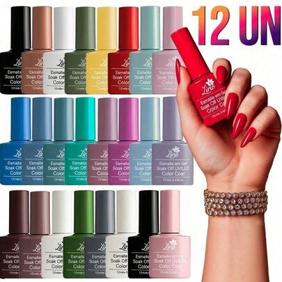 Kit 12 ou 6 Esmaltes em Gel LED UV Lirio SORTIDOS coleção Manicure Unha 10ml Sem TPO e DMTA