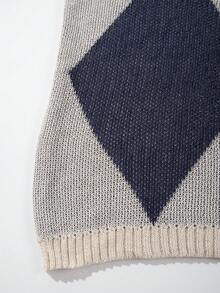 Áo thun nam tay ngắn cổ polo dáng rộng, họa tiết hình thoi cổ điển, chất liệu dệt kim nhẹ, màu xám nhạt, thích hợp cho mùa xuân/hè. - Màu Xám nhạt - Xem 6