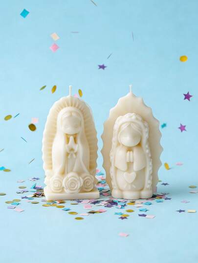 2 Khuôn nến silicon hình Đức Mẹ Đồng Trinh, trái tim, hoa hồng và bé gái cầu nguyện dễ thương, chịu nhiệt và có độ đàn hồi cao, mềm dẻo, đa năng - Dùng để làm nến, đắp thạch cao/vẽ tranh, làm đồ chơi bóp/giảm căng thẳng, làm phông nền chụp ảnh, trang trí nhà cửa, quà tặng tiệc tùng, đồ thủ công mỹ nghệ, bền và dễ vệ sinh, có thể tái sử dụng.