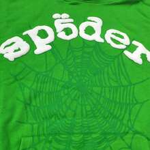 SP5DER Spider Worldwide Tracksuit Hoodie Set Cobweb Spider Style, Letter Print, Hip Hop,Long Sleeve Fashion Sweatshirt, Casual Tracksuit Long Sleeve Athletic Suit, Couple MatchingDesign, Designed For Both Men And Women - Áo hoodie màu xanh lá cây - Xem 6