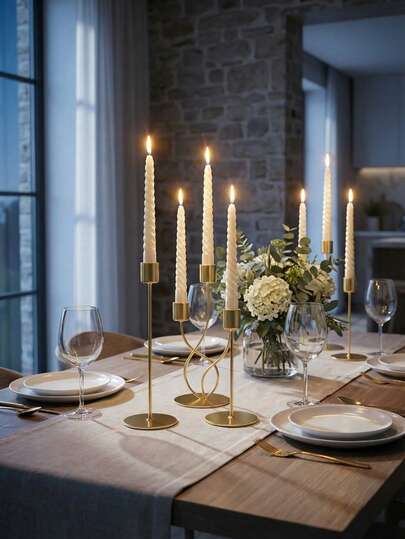 Valentine's Day Romantic Flameer 3 Arm Candle Holder, Elegant Gold Metal Candlesticks, Candle Stand Candelabra For Wedding, Candlelight Dinner, Birthday Party, Party Dinner, Family Table Decoration, Metal Pillar Candle Holder Modern Iron Pillar Candle Holder Dining Table Centerpiece Birthday Party Wedding Dining Home Decoration Gift Candle Holder