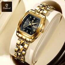 SANDA Reloj de pulsera de lujo para mujer de marca B355, resistente al agua hasta 30M, con fecha del día de la semana, estilo de negocios y casual, para deporte - Negro - Ver 12