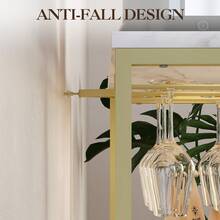 Armario de Bar de Vino Moderno de 36 Pulgadas con Puerta de Malla - Estante de Vidrio Ajustable y Estantes Extraíbles para Almacenar Licores, Armario de Bar Libre para Cocina y Comedor - Oro - con luces - Ver 6