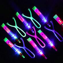 50pcs Cool Glowing Arrow Rocket Helicopter Flying LED Light Party Fun Gift Rubber Band Launcher, Party Atmosphere Supplies - Multicolor - View 12