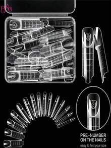 30片/盒 太空法式美甲双头长方形美甲模具，适用于延长胶美甲、美甲设计、沙龙DIY、居家美甲用品 - 杏色 - 查看 2