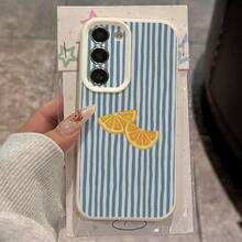 1个TPU材质夏季清新可爱橙蓝条纹图案防震软手机壳，兼容三星A05s、A12、A13、A14、A14 4G、A15、A21s、A23、A25、A32、A32 5G、A34、A35、A50s、A51、A52、A53、A54、A55、A71、A72、A73、S10、S20 FE、S20 Ultra、S21 Ultra、S22、S22+、S23、S24、红米10C、12C、Note 10、11、12、13 Pro Plus、Note 8、9 Pro - 白色 - 查看 2