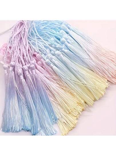 3 piezas de borlas con degradado de color aleatorio para manualidades y decoración, marcapáginas con borlas degradadas de claro a oscuro, adecuados para ropa, decoración del hogar y artículos hechos a mano, marcapáginas decorativos con degradado