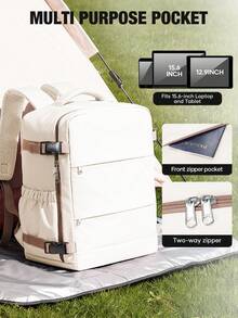 Túi xách tay/balo du lịch kích thước 40x25x20cm, vừa laptop 14 inch, balo đi làm nhẹ, túi đựng máy tính thời trang, hành lý công tác ngắn ngày, màu trơn unisex, balo du lịch/kéo/ba lô máy bay được chấp thuận, balo đựng laptop, quà tặng cho nam và nữ. - Màu be - Xem 6