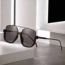 Men's Casual Basic Black Rectangular Fashion Glasses, Suitable For Holiday Outings, Outfit Matching, Also Can Be Used As Holiday Gifts - Multicolor - View 2