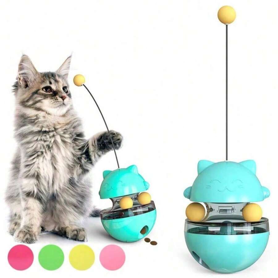 Adjustable Hole Cat Slow Feeder Ball - Interactive Puzzle Toy For Kittens, Prevents Overeating, Promotes Healthy Eating - Multicolor - View 1