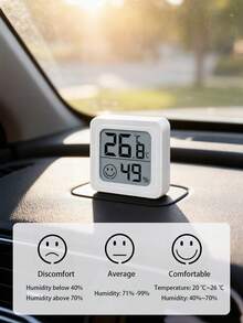 1/2pcs Mini Smiling Face Thermometer Hygrometer, Double-Sided Adhesive LCD Display, Precise Monitoring Of Indoor/Outdoor, Bedroom, Dining Room, Office, Reptile Tank Temperature & Humidity Changes - Multicolor - View 7