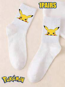 pokemon 宝可梦 1/3/5 双装可爱卡通印花透气柔软中筒袜，加固鞋跟和鞋头，经久耐穿，男女通用，四季皆宜 - 彩色 - 查看 7