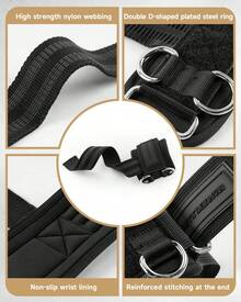 MANUEKLEAR Non-Slip Wrist Straps For Weightlifting Deadlifting, Gym Lifting Straps With D Rings For Cable Machine Workout, 10mm Neoprene Padded Weight Lifting Wrist Wraps For Men Women - màu đen - Xem 7