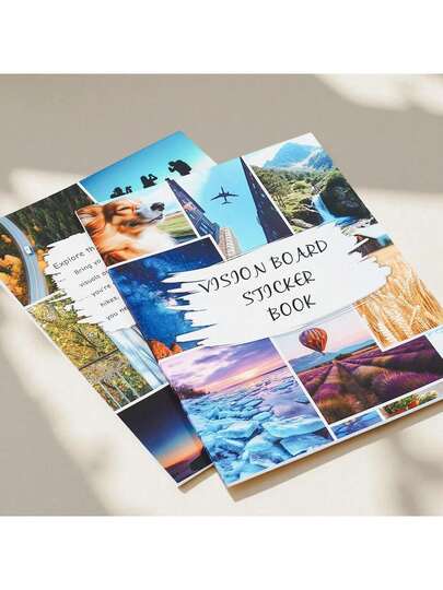 170+款设计贴纸愿景板剪贴簿 - （16张贴纸 + 4张装饰页 + 封面）| 创意日记和视觉灵感工具，包含励志名言，助您缓解压力 | 适用于学校、家庭、旅行日记和户外装饰 | 返校必备，多用途剪贴簿贴纸，适合儿童和成人，也适用于复活节、派对礼品、礼物填充物和家居装饰