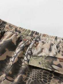 男士夏季休闲百搭蛇纹迷彩多口袋时尚工装七分裤 - 黃色 - 查看 7