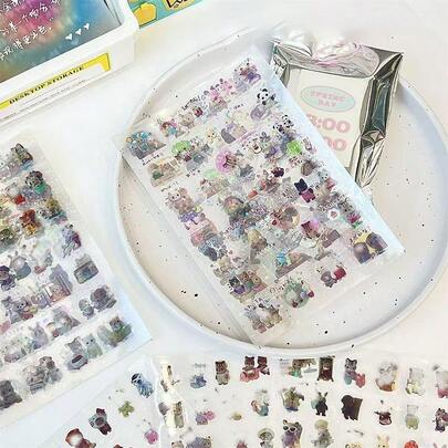 8张可爱有趣的森贝尔贴纸，透明防水动物贴纸，闪亮美观，适合作为奖励礼物，DIY手机壳装饰，可爱又有趣，可用于装饰水瓶、冰箱、手机、笔记本、背包等。