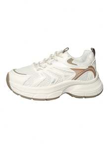 2025 Spring/Summer New Thick Sole Mesh Casual Sports Shoes, Women - Khaki - View 6