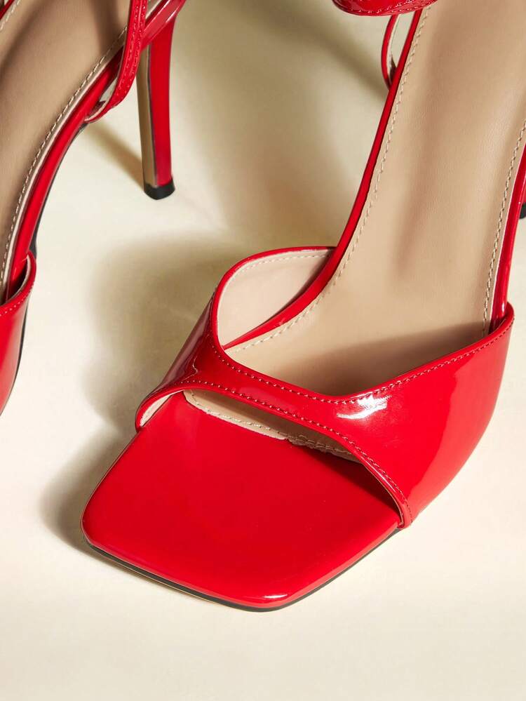 Women's Pointed Toe Strappy High Heel Sandals, Sexy & Fashionable, Suitable For Party Outfits - Red - View 4
