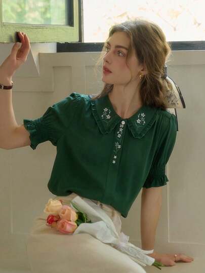 Simple Retro Women Blouses