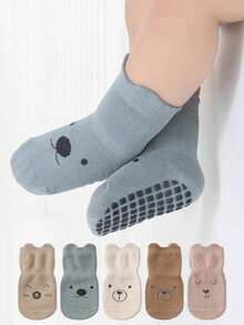 1/5 Pairs Cartoon Baby Anti-Slip Socks, Soft Bottom Infant Socks, Cute Boys And Girls Socks, Suitable For Daily Wear, Children Gift - Multicolor - View 4