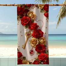 1 szt. Naszyjnik z kluczem w kolorze czerwonym i złotym, ultramiękki, duży ręcznik plażowy, superchłonny ręcznik kąpielowy, odpowiedni do podróży, basenu, nurkowania, surfingu, jogi, kempingu, dostępny w wielu rozmiarach, akcesoria plażowe na plażę, basen, podróże, kemping, wystrój łazienki do jogi - C - Zobacz 5