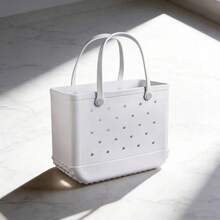 Heavy-Duty Rubber Perforated Tote Bag, Waterproof Multi-Purpose Carryall For Beach, Pool, Boat, Camping, Picnic, Gym & Daily Use, Lightweight Reusable Tote - 白色 - 查看 3