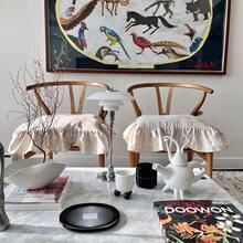 Korean Made Chair Pad 17.5'x 17.5' Slipcover Chair Cushion Cover Ties With Ruffle Farmhouse Decor Covers Only, Gift For Mom (Solid Beige) - 售米色 - 查看 5