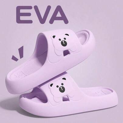 Pantuflas de mujer con diseño de oso de dibujos animados, ligeras y casuales para interiores, exteriores, playa, moda tipo slip-on, unisex, verano, cómodas, pantuflas de vacaciones