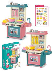 迷你厨房玩具套装，模拟烹饪炉灶操作，亲子互动益智玩具，配件随机，无需电池 - 彩色 - 查看 2