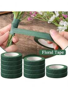 5pcs 12MM X 20YD Green Self-Adhesive Floral Tape, Bouquet Wrapping Tape For Artificial Flowers Plants Stems, DIY Craft Decor - Multicolor - View 1