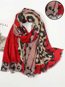 1 st. leopardmönstrad lapptäckssjal för kvinnor, eleganta och trendiga halsdukar, mångsidiga för flera tillfällen - Multifärgad - Visa 7