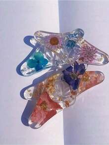 1pc Resin Epoxy Pressed Flower Bookmark Creative Reading Accessory Thumb Book Support Stand Holder Back To School Supplies - Multicolor - View 4