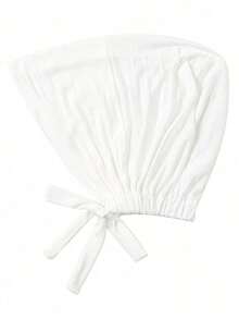 1pc Women's Fashionable Solid Color Elastic Drawstring Hooded Turban Headscarf Matching Shawl, Suitable For Daily Wear Headband Soft Hijab For Abaya Breathable Under Cap Women Veil NASO - màu đen - Xem 2