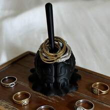 1个3D打印大脑造型首饰收纳架，独特首饰戒指架，暗黑风格戒指展示架，别致设计首饰架，节日礼物，派对礼品，送给她的礼物 - 黑色 - 查看 4