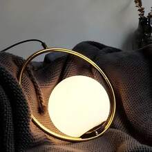 1/2pcs Modern Minimalist Luxury Gold Ring Pendant Light, White Globe Lamp Shade, Adjustable Height Ultra-Simple Pendant Lamp, E27 Lamp Base, Suitable For Home Bedroom, Cafe, Dining Room Bar, Kitchen Island, Living Room (Bulb Not Included) - Gold - View 7