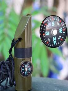 7-In-1 Portable Outdoor Survival Whistle With LED Flashlight, Compass, Thermometer, High Decibel - Multicolor - View 2