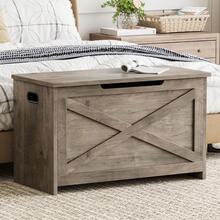 Large Wooden Storage Bench 76 Cm With Sturdy Hinges – Versatile As A Chest, Bench, Shoe Bench And Storage Box – For Hallway, Bedroom, Living Room – Country Style - 灰色 - 查看 1
