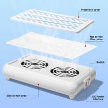 LIMEGIRL 10-Filter Dual Fan Professional Nail Dust Collector, Strong Suction To Absorb Dust, Suitable For Nail Salons And Home Use Dust Protection - White - View 3