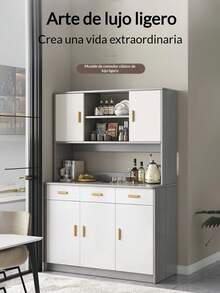 Mueble Organizador De Cocina 120*36*170cm Minimalista Moderno - Blanco - Ver 3